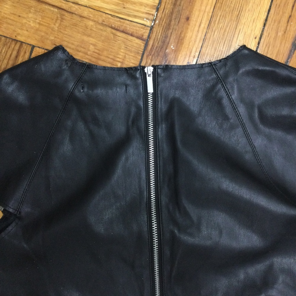 Bar III Dress Faux Black Leather Cap Sleeves Size M NWT - Picture 9 of 9